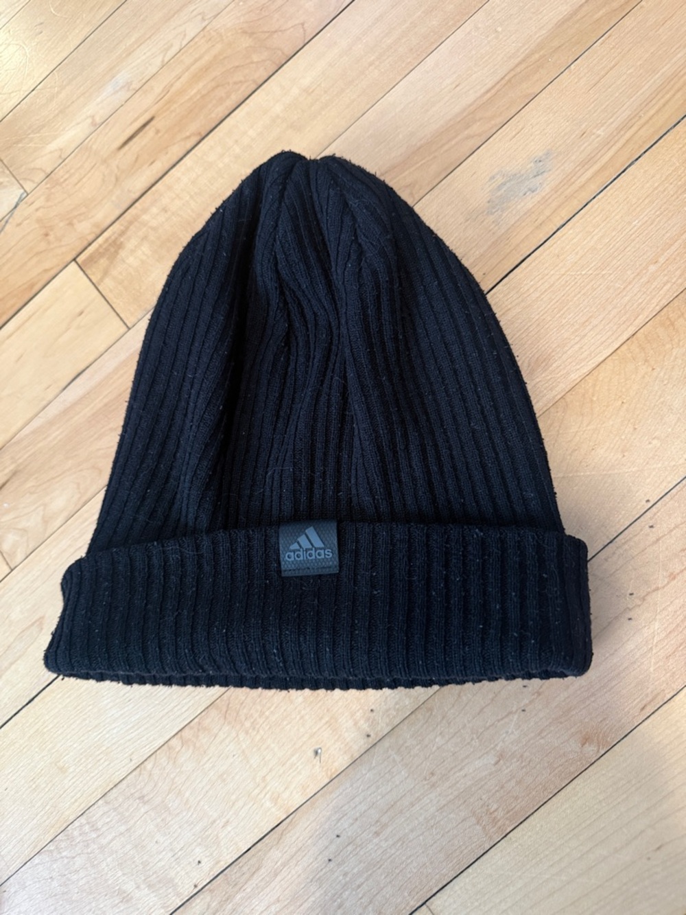 Adidas Black Rib-Knit Cuffed Beanie